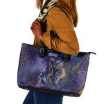 Onuris Leather Tote Bag Cosmic Warrior Egyptian God Eye of Horus Spears Starry Night