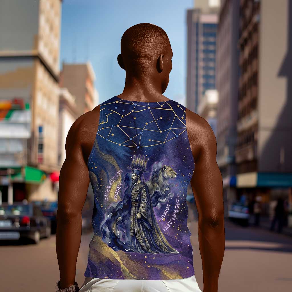 Onuris Men Tank Top Cosmic Warrior Egyptian God Eye of Horus Spears Starry Night