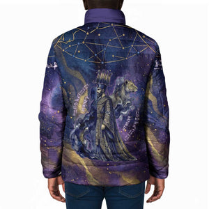 Onuris Padded Jacket Cosmic Warrior Egyptian God Eye of Horus Spears Starry Night
