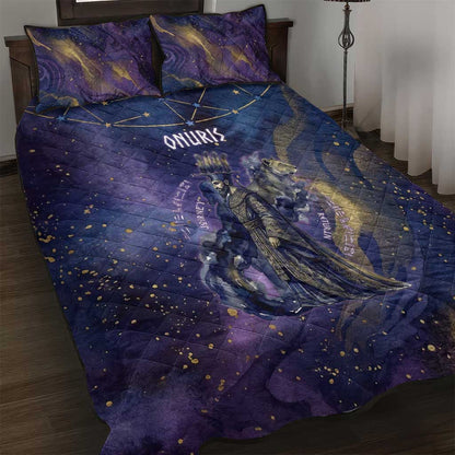 Onuris Quilt Bed Set Cosmic Warrior Egyptian God Eye of Horus Spears Starry Night
