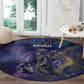 Onuris Round Carpet Cosmic Warrior Egyptian God Eye of Horus Spears Starry Night