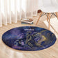 Onuris Round Carpet Cosmic Warrior Egyptian God Eye of Horus Spears Starry Night