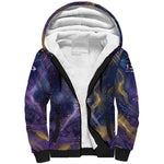 Onuris Sherpa Hoodie Cosmic Warrior Egyptian God Eye of Horus Spears Starry Night