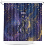 Onuris Shower Curtain Cosmic Warrior Egyptian God Eye of Horus Spears Starry Night