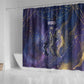 Onuris Shower Curtain Cosmic Warrior Egyptian God Eye of Horus Spears Starry Night