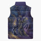 Onuris Sleeveless Puffer Jacket Cosmic Warrior Egyptian God Eye of Horus Spears Starry Night