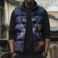 Onuris Sleeveless Puffer Jacket Cosmic Warrior Egyptian God Eye of Horus Spears Starry Night