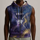 Onuris Sleeveless Zip Hoodie Cosmic Warrior Egyptian God Eye of Horus Spears Starry Night