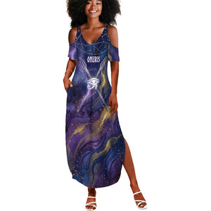Onuris Summer Maxi Dress Cosmic Warrior Egyptian God Eye of Horus Spears Starry Night