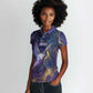 Onuris Women Polo Shirt Cosmic Warrior Egyptian God Eye of Horus Spears Starry Night