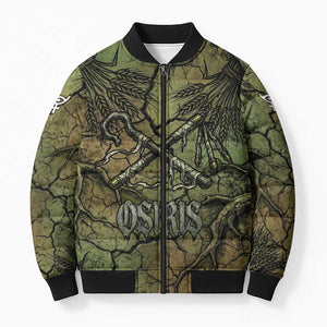 Osiris Bomber Puffer Jacket Lord of Eternity Egyptian God Throne Mummy Staffs Ancient