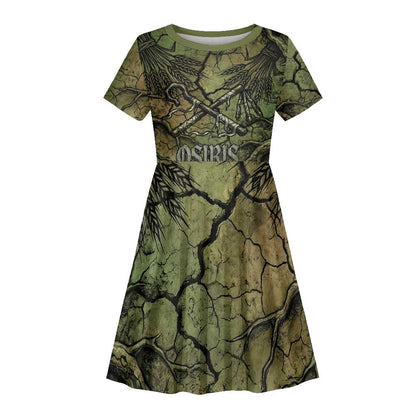 Osiris Kid Short Sleeve Dress Lord of Eternity Egyptian God Throne Mummy Staffs Ancient