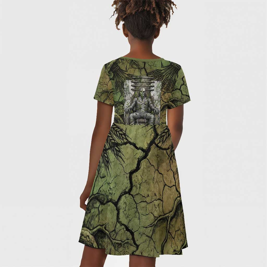 Osiris Kid Short Sleeve Dress Lord of Eternity Egyptian God Throne Mummy Staffs Ancient