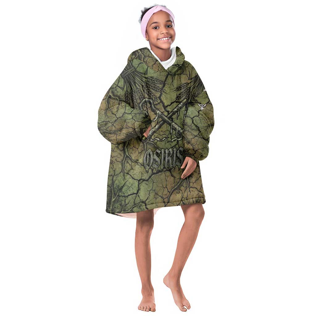 Osiris Kid Wearable Blanket Hoodie Lord of Eternity Egyptian God Throne Mummy Staffs Ancient