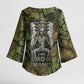 Osiris Kimono Sleeve Blouse Lord of Eternity Egyptian God Throne Mummy Staffs Ancient