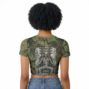 Osiris Raglan Cropped T shirt Lord of Eternity Egyptian God Throne Mummy Staffs Ancient