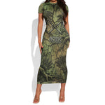 Osiris Short Sleeve Bodycon Dress Lord of Eternity Egyptian God Throne Mummy Staffs Ancient