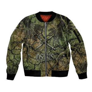 Osiris Sleeve Zip Bomber Jacket Lord of Eternity Egyptian God Throne Mummy Staffs Ancient