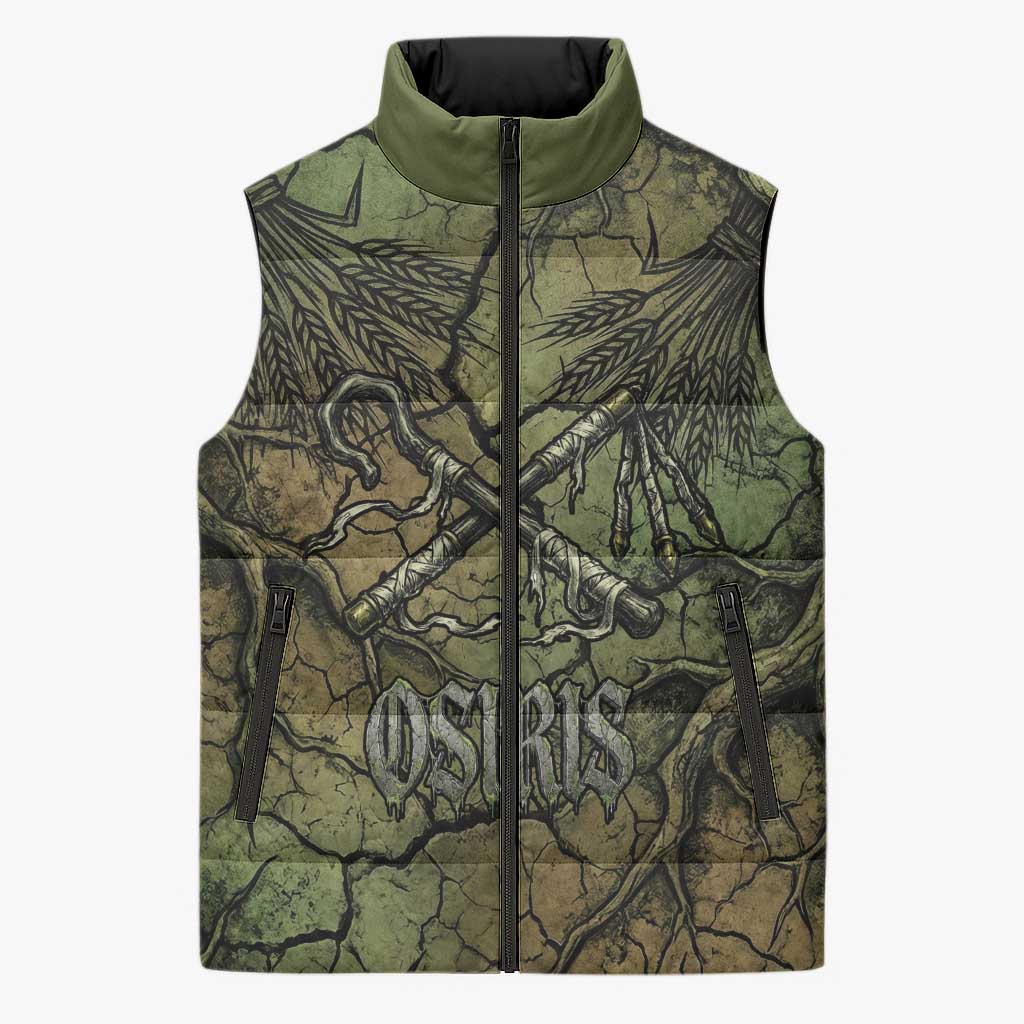 Osiris Sleeveless Puffer Jacket Lord of Eternity Egyptian God Throne Mummy Staffs Ancient