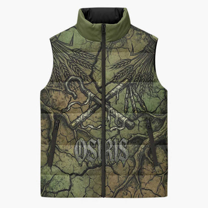 Osiris Sleeveless Puffer Jacket Lord of Eternity Egyptian God Throne Mummy Staffs Ancient