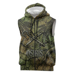 Osiris Sleeveless Zip Hoodie Lord of Eternity Egyptian God Throne Mummy Staffs Ancient