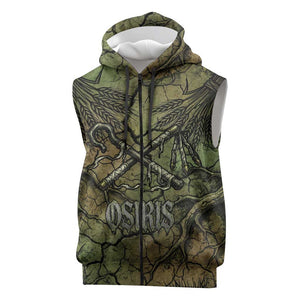 Osiris Sleeveless Zip Hoodie Lord of Eternity Egyptian God Throne Mummy Staffs Ancient