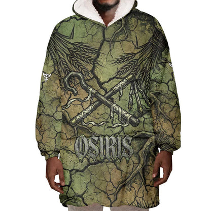 Osiris Wearable Blanket Hoodie Lord of Eternity Egyptian God Throne Mummy Staffs Ancient