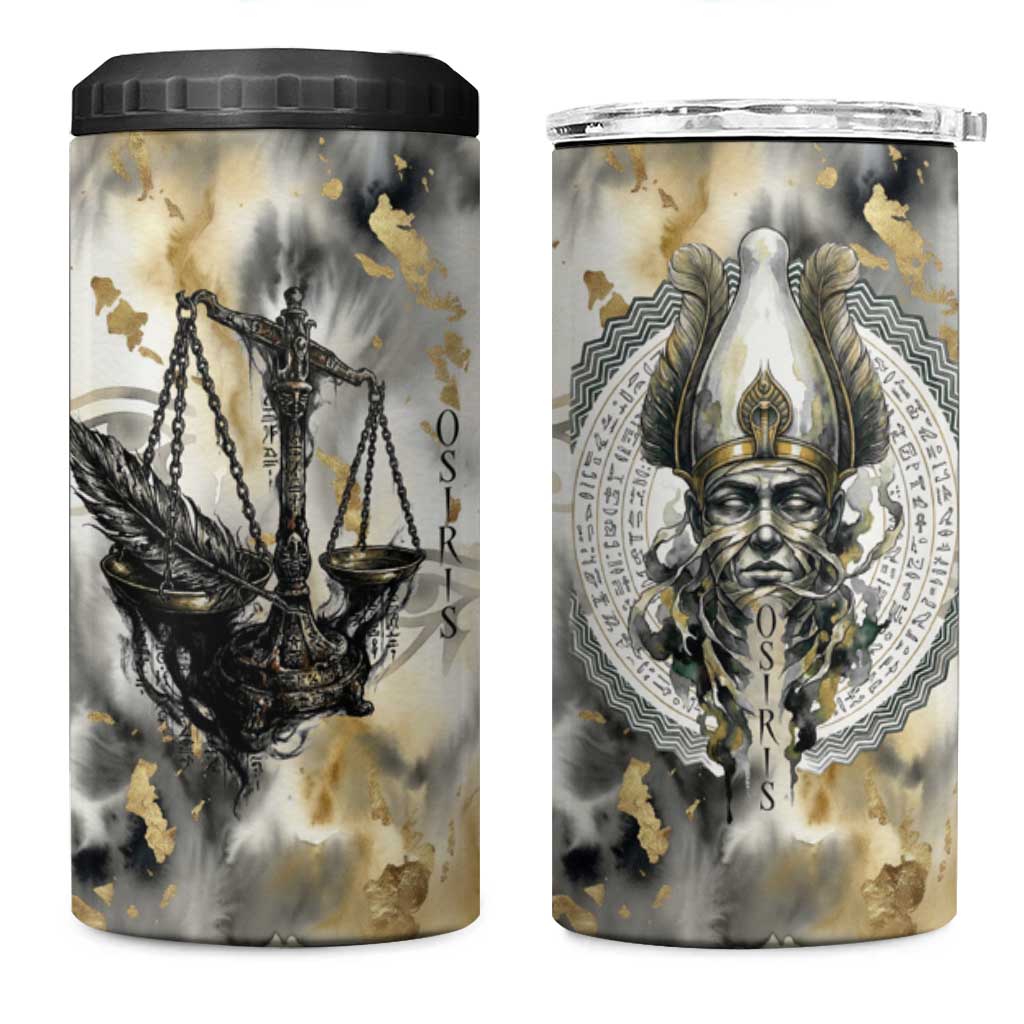 Osiris Egyptian 4 in 1 Can Cooler Tumbler God of Afterlife Feather Scale Judgment Eye of Horus