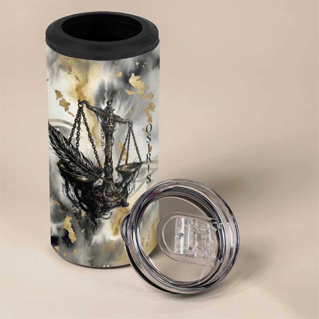Osiris Egyptian 4 in 1 Can Cooler Tumbler God of Afterlife Feather Scale Judgment Eye of Horus