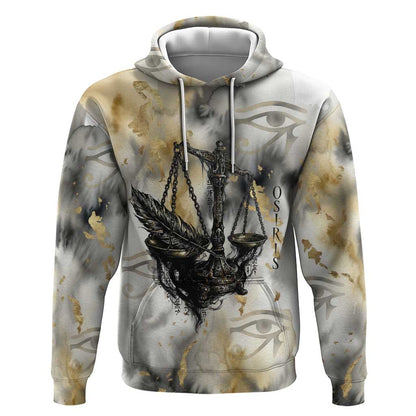 Osiris Egyptian Hoodie God of Afterlife Feather Scale Judgment Eye of Horus