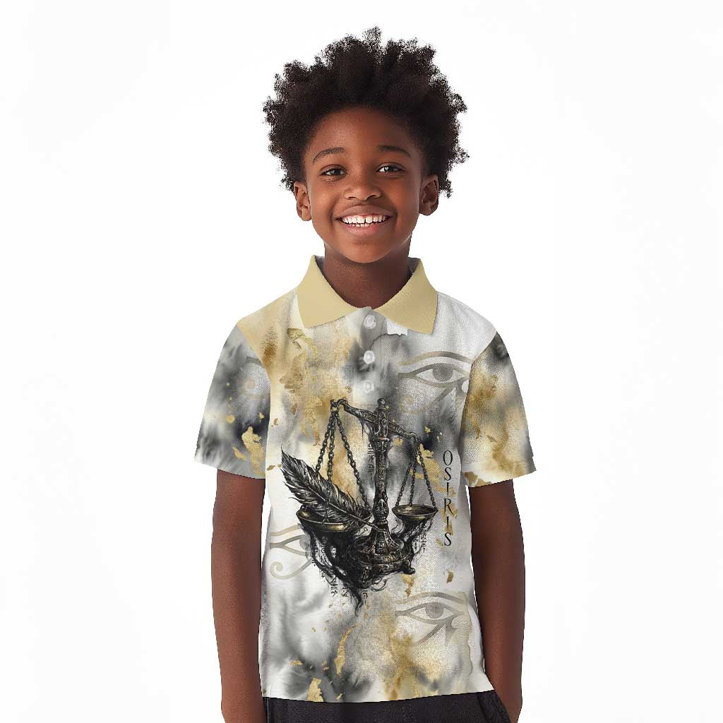 Osiris Egyptian Kid Polo Shirt God of Afterlife Feather Scale Judgment Eye of Horus