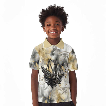 Osiris Egyptian Kid Polo Shirt God of Afterlife Feather Scale Judgment Eye of Horus