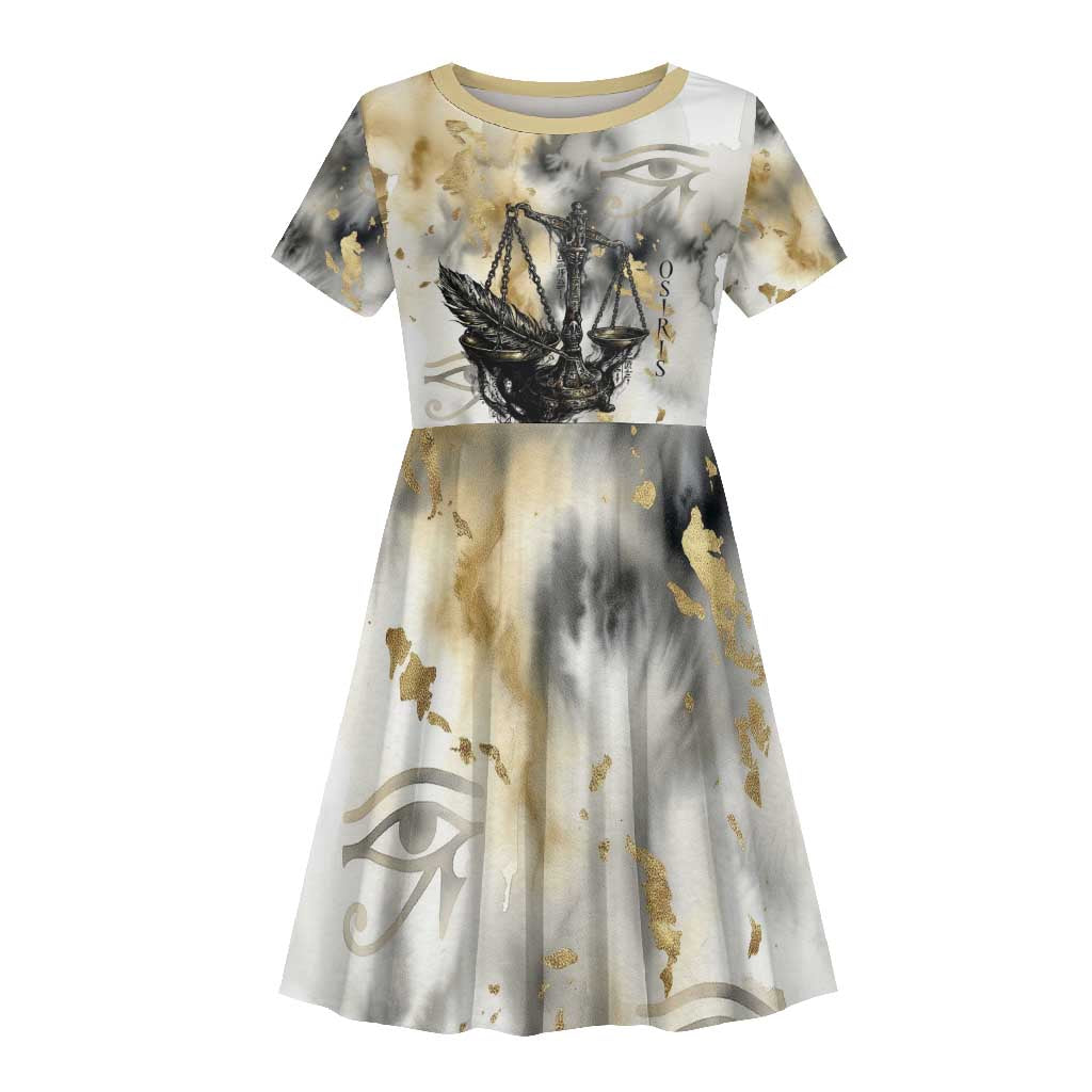 Osiris Egyptian Kid Short Sleeve Dress God of Afterlife Feather Scale Judgment Eye of Horus
