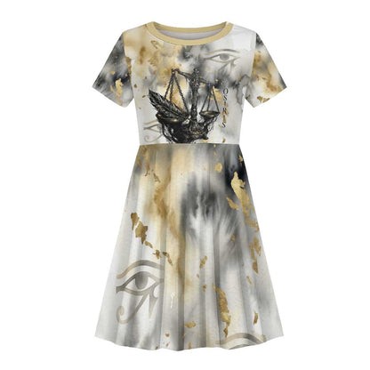 Osiris Egyptian Kid Short Sleeve Dress God of Afterlife Feather Scale Judgment Eye of Horus