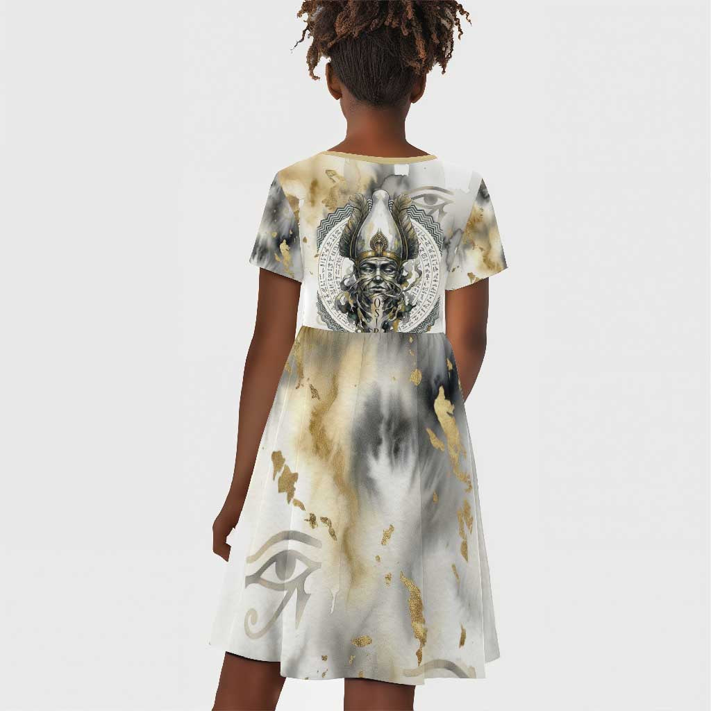Osiris Egyptian Kid Short Sleeve Dress God of Afterlife Feather Scale Judgment Eye of Horus
