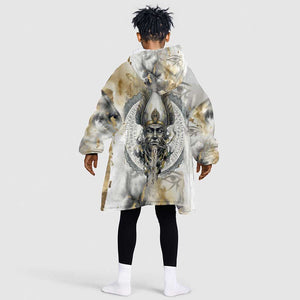 Osiris Egyptian Kid Wearable Blanket Hoodie God of Afterlife Feather Scale Judgment Eye of Horus