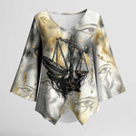 Osiris Egyptian Kimono Sleeve Blouse God of Afterlife Feather Scale Judgment Eye of Horus