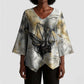 Osiris Egyptian Kimono Sleeve Blouse God of Afterlife Feather Scale Judgment Eye of Horus