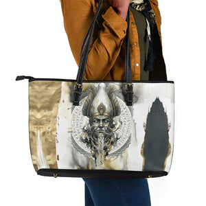 Osiris Egyptian Leather Tote Bag God of Afterlife Feather Scale Judgment Eye of Horus