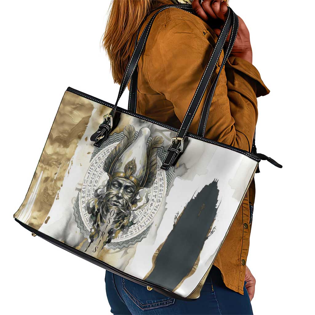 Osiris Egyptian Leather Tote Bag God of Afterlife Feather Scale Judgment Eye of Horus