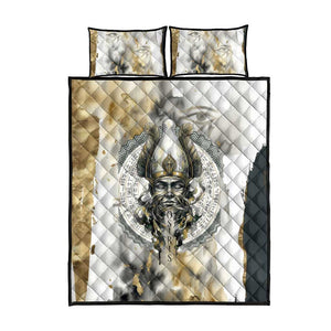 Osiris Egyptian Quilt Bed Set God of Afterlife Feather Scale Judgment Eye of Horus