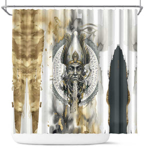 Osiris Egyptian Shower Curtain God of Afterlife Feather Scale Judgment Eye of Horus