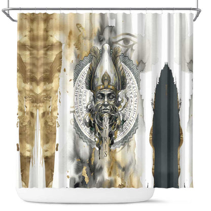 Osiris Egyptian Shower Curtain God of Afterlife Feather Scale Judgment Eye of Horus