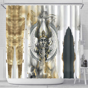 Osiris Egyptian Shower Curtain God of Afterlife Feather Scale Judgment Eye of Horus