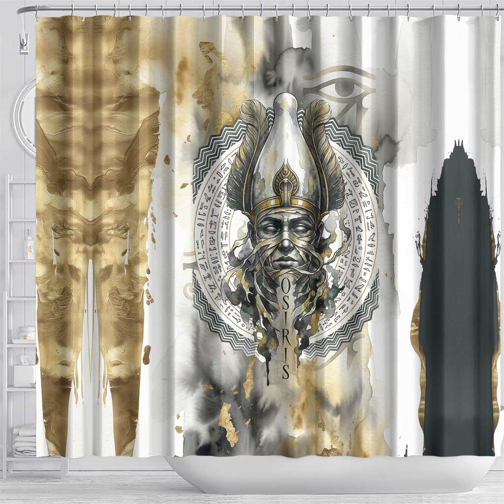 Osiris Egyptian Shower Curtain God of Afterlife Feather Scale Judgment Eye of Horus