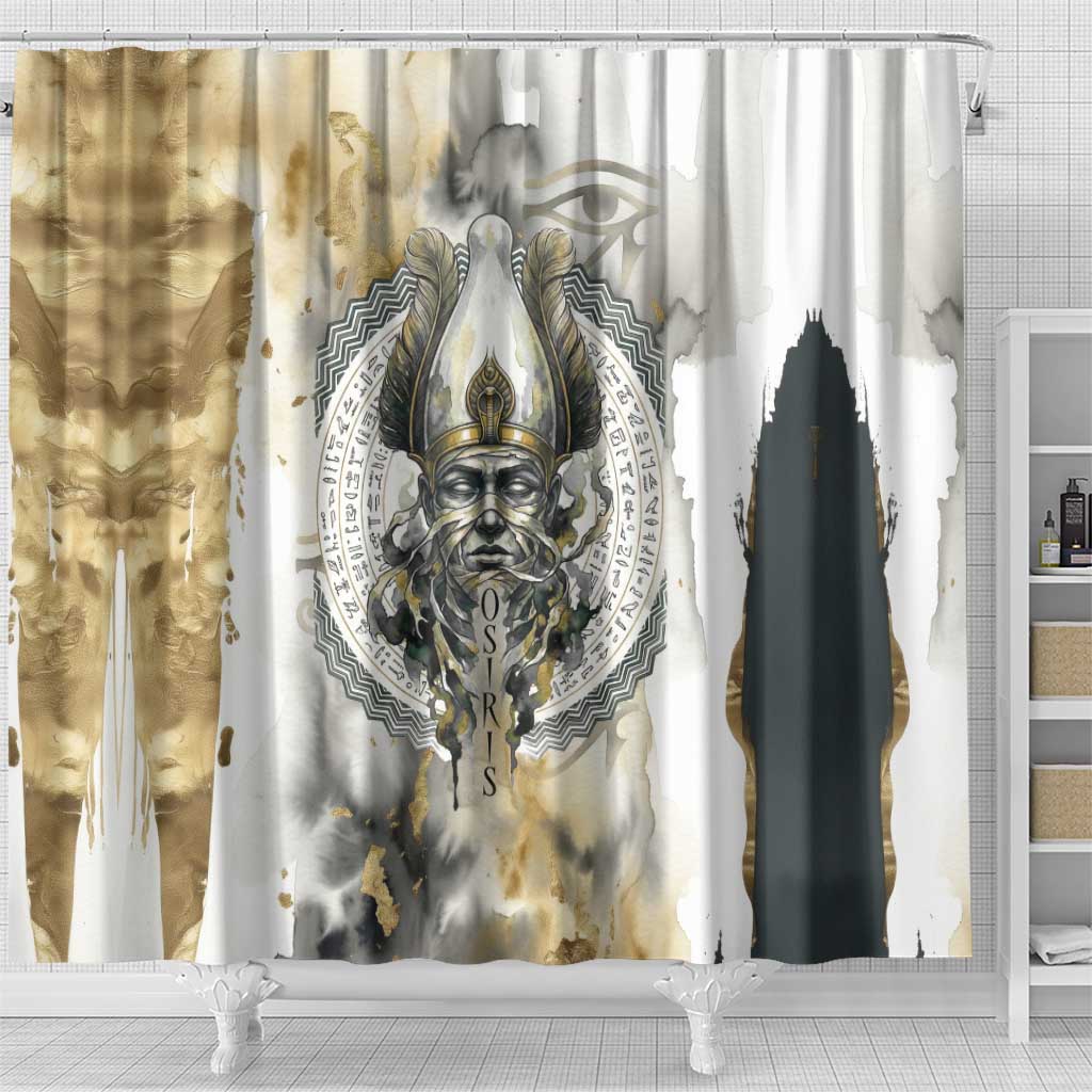 Osiris Egyptian Shower Curtain God of Afterlife Feather Scale Judgment Eye of Horus