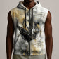 Osiris Egyptian Sleeveless Zip Hoodie God of Afterlife Feather Scale Judgment Eye of Horus