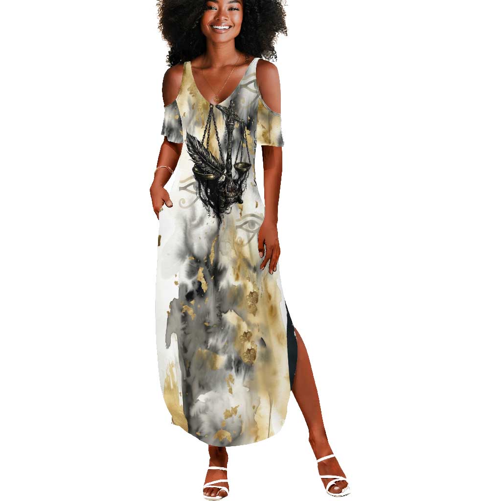 Osiris Egyptian Summer Maxi Dress God of Afterlife Feather Scale Judgment Eye of Horus
