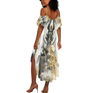 Osiris Egyptian Summer Maxi Dress God of Afterlife Feather Scale Judgment Eye of Horus