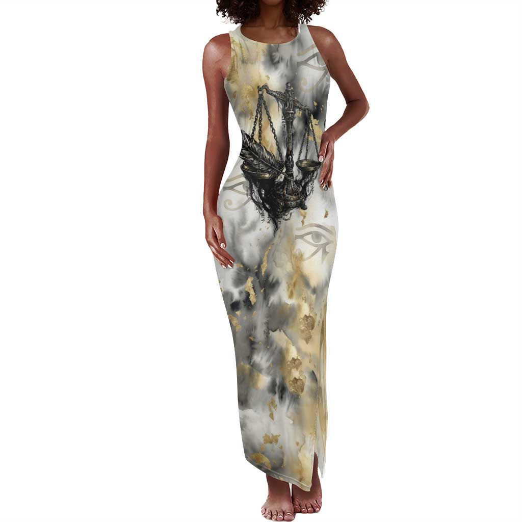 Osiris Egyptian Tank Maxi Dress God of Afterlife Feather Scale Judgment Eye of Horus